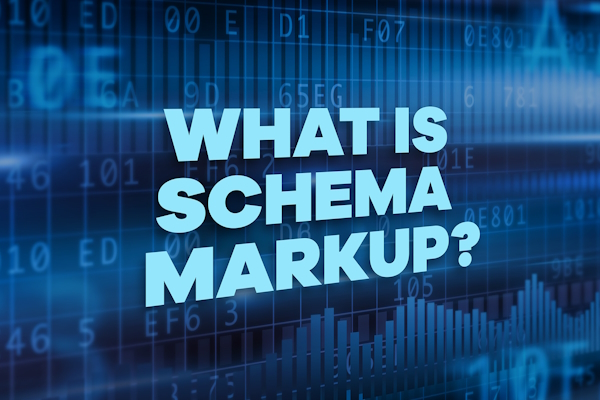 high tech graphic reading 'what is schema markup'