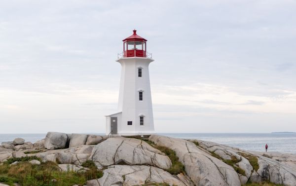 a lighthouse on a rocky shore